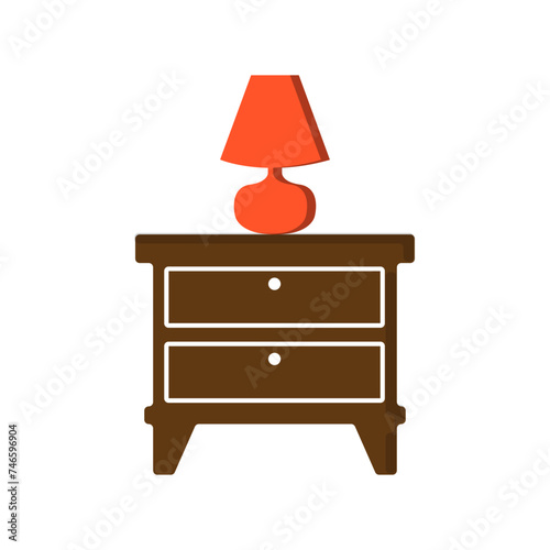 Furniture chandelier, floor and table lamp in flat cartoon style. Lamps on a white background. Chandeliers, illuminator, flashlight - elements of a modern interior. Vector illustration.
