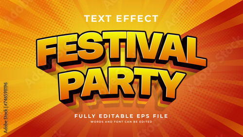 Editable festival party text effect style