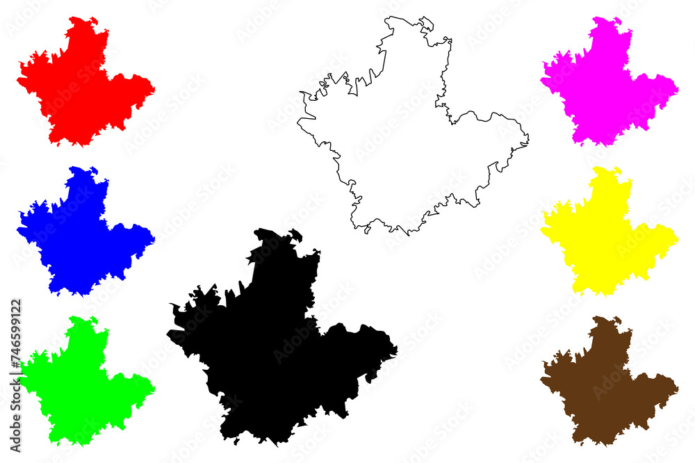 Fototapeta premium Betim city (Federative Republic of Brazil, Minas Gerais state) map vector illustration, scribble sketch Betim map