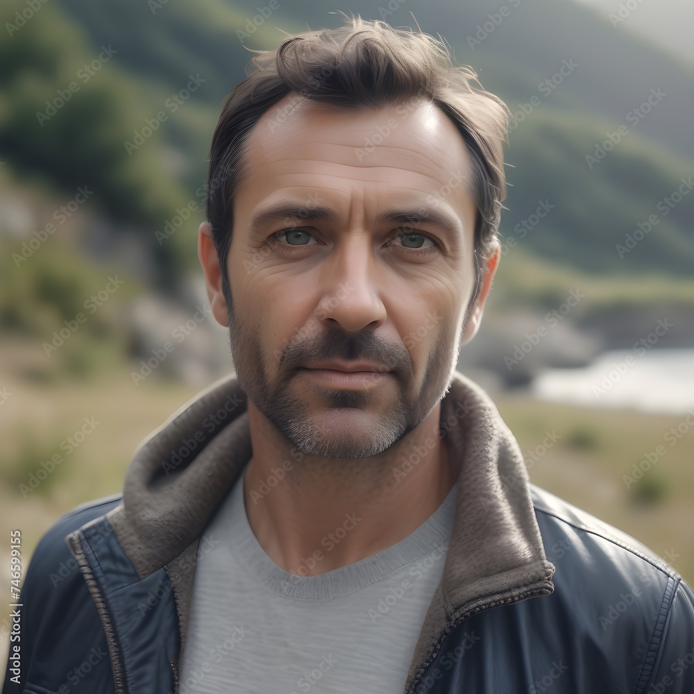 Studio Portrait of a 40-year-old French man in casual attire