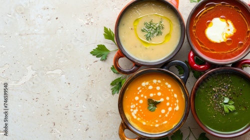 Colorful Selection of Pureed Soups