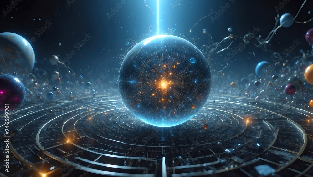 Obraz premium Sci-fi sphere in surreal space