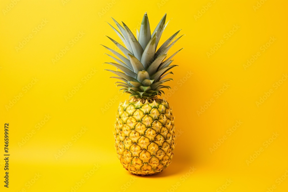 a pineapple with a green stem - obrazy, fototapety, plakaty 