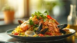 Spanish Seafood Paella on a Plate