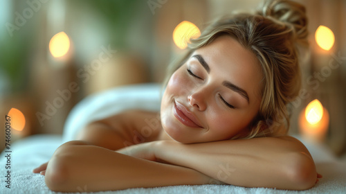Facial Serenity Portrait of a Woman, Eyes Closed, Post-Cosmetic Treatment