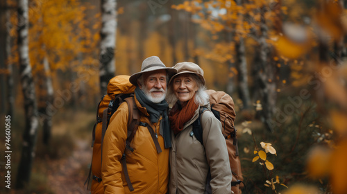 Outdoor Happiness Smiling Senior Couple Embracing Life's Joys © silvia
