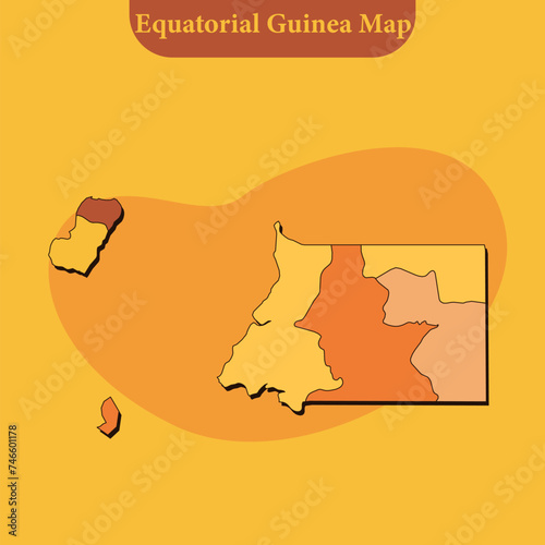 National map of Equatorial Guinea map vector with regions and cities lines and full every region