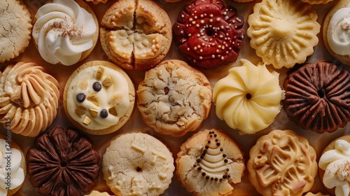 Variety of Iced and Plain Cookies Close-Up