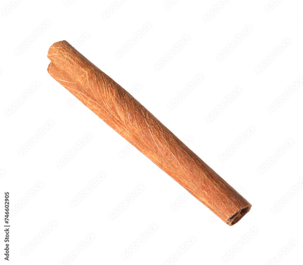One aromatic cinnamon stick isolated on white One aromatic cinnamon stick isolated on white