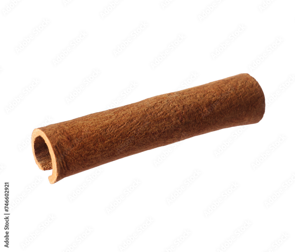 One aromatic cinnamon stick isolated on white One aromatic cinnamon stick isolated on white