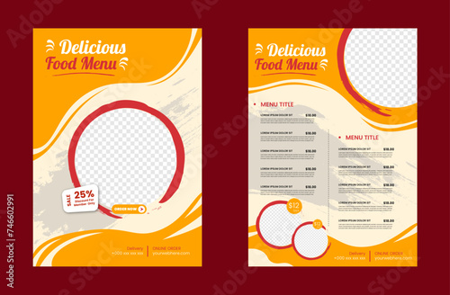 Set of delicious food sale flyer menu for promotional restaurant cafe poster brochure with editable photo background template design