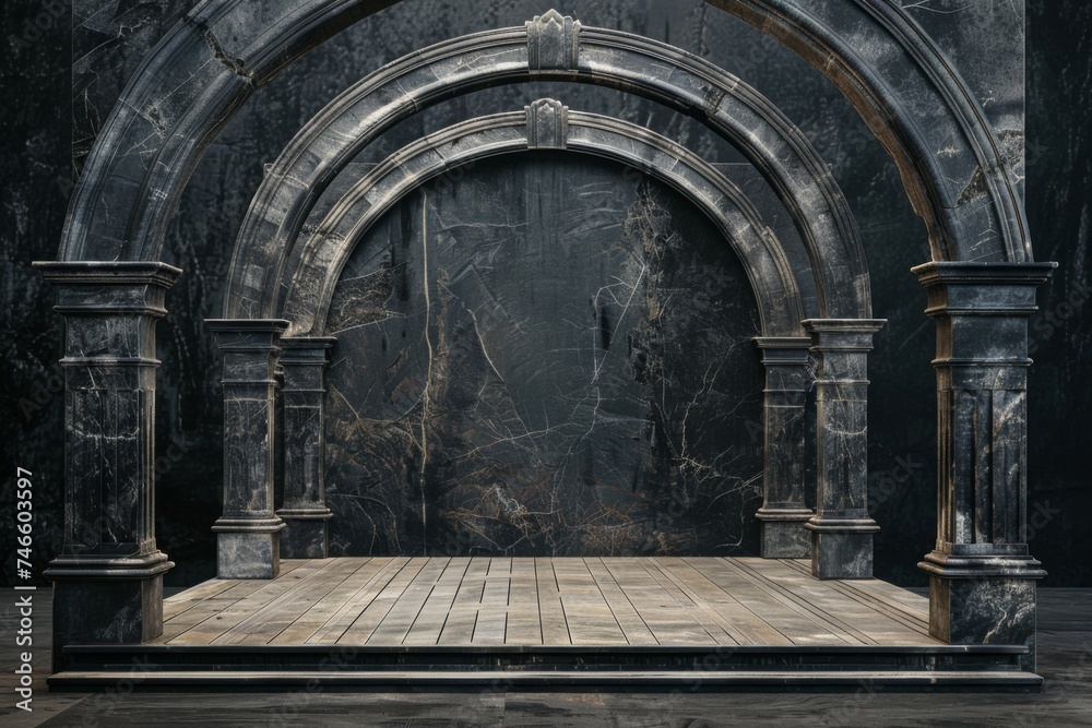 dark marble column. background for display purposes. 