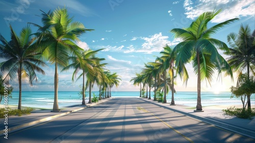 street  palms  sea  beach  ultra realistic 