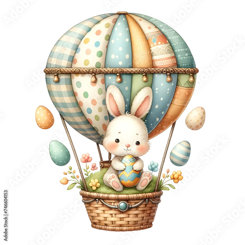 Easter Bunny with Balloon Watercolor
