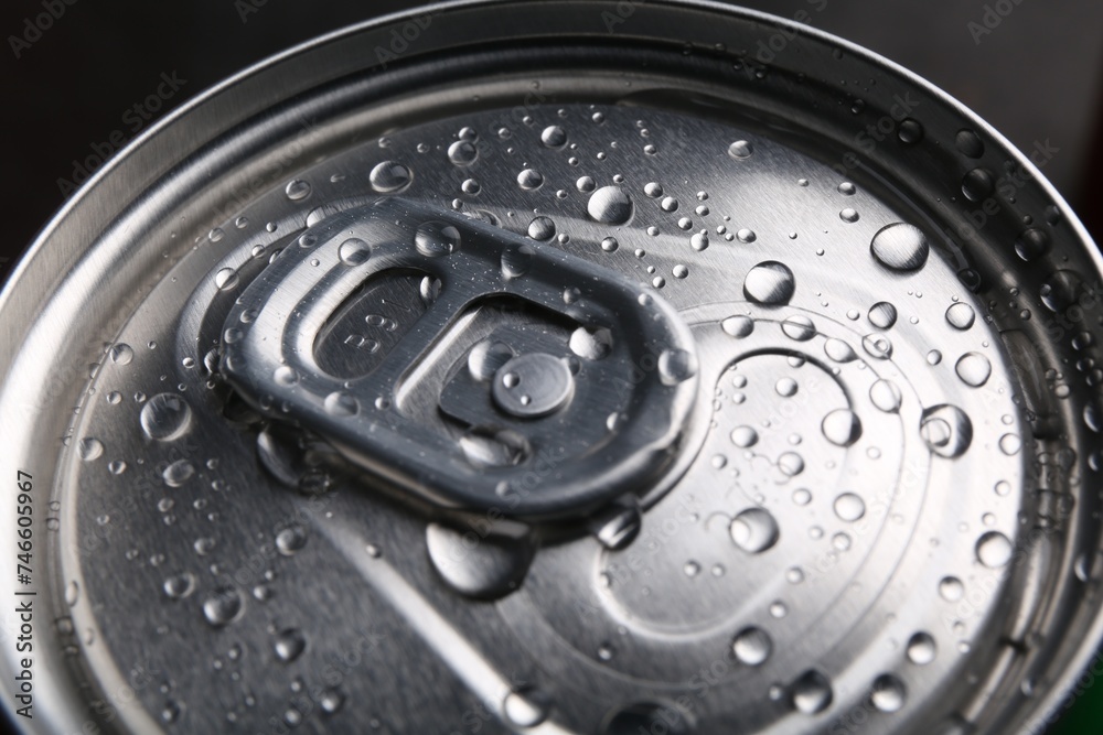 Energy drink in wet can, closeup. Functional beverage Energy drink in wet can, closeup. Functional beverage