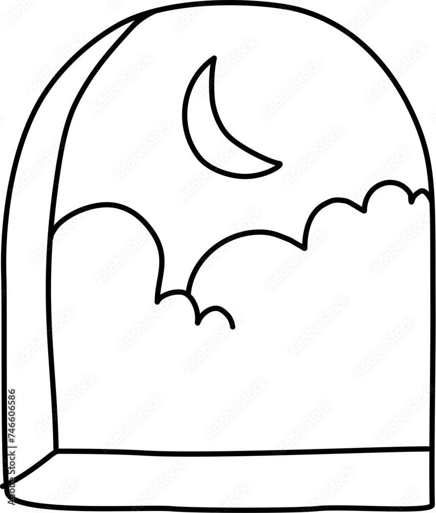 Obraz premium Night at window doodle