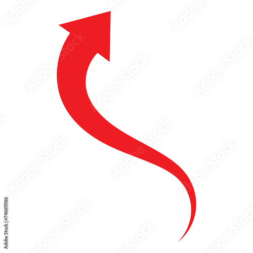 Red curved arrow icon. Arrow indicated the direction symbol. curved arrow sign.