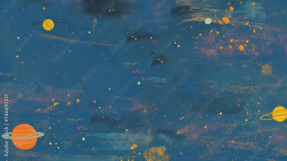 Abstract Space-Themed Art with Planetary Motifs Abstract Space-Themed Art with Planetary Motifs