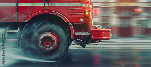 fire truck rides at high speed photo