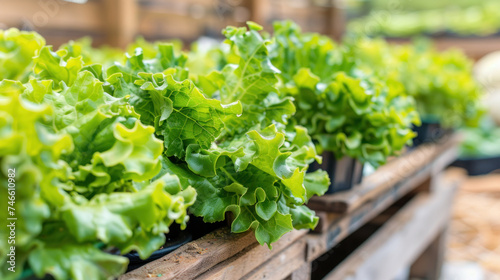 Fresh Lettuce Heads in Urban Garden Setup photo