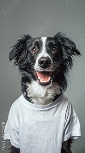 Black Dog Wearing White Shirt