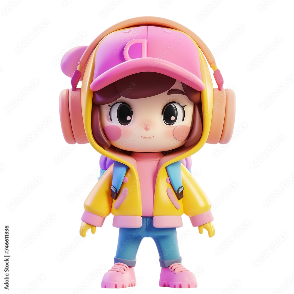 cartoon girl on yellow jacket cartoon girl on yellow jacket