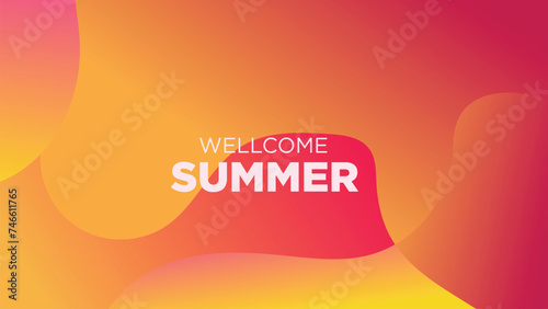 abstract gradient red and yellow hot wave for wellcome summer banner or print vector illustration photo