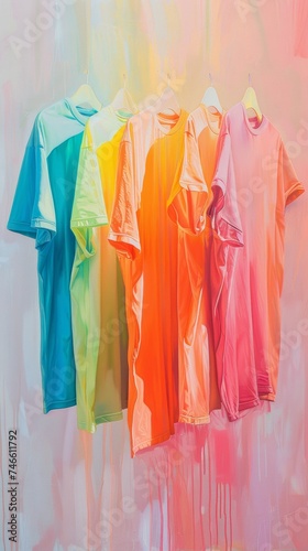 Colorful Shirts Hanging on Wall