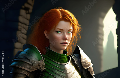 Female knight in armour photo
