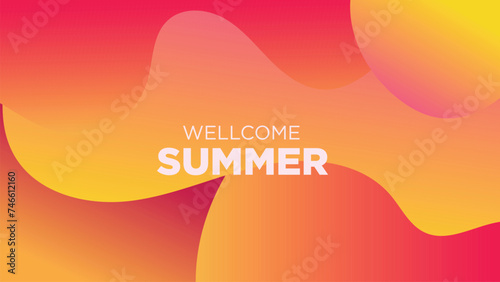 abstract gradient red and yellow hot wave for wellcome summer banner or print vector illustration