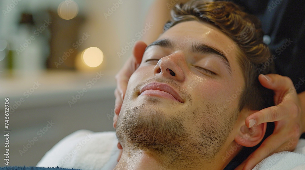 A man receiving a therapeutic massage to alleviate muscle tension A man receiving a therapeutic massage to alleviate muscle tension