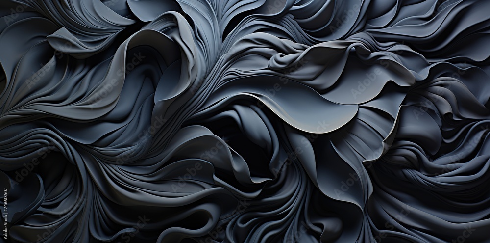 a black leaf abstract texture, in the style of luxurious drapery, photorealistic compositions, made of rubber, photo-realistic compositions, shaped canvas a black leaf abstract texture, in the style of luxurious drapery, photorealistic compositions, made of rubber, photo-realistic compositions, shaped canvas