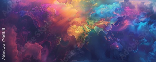Multicolored Painting of World Map