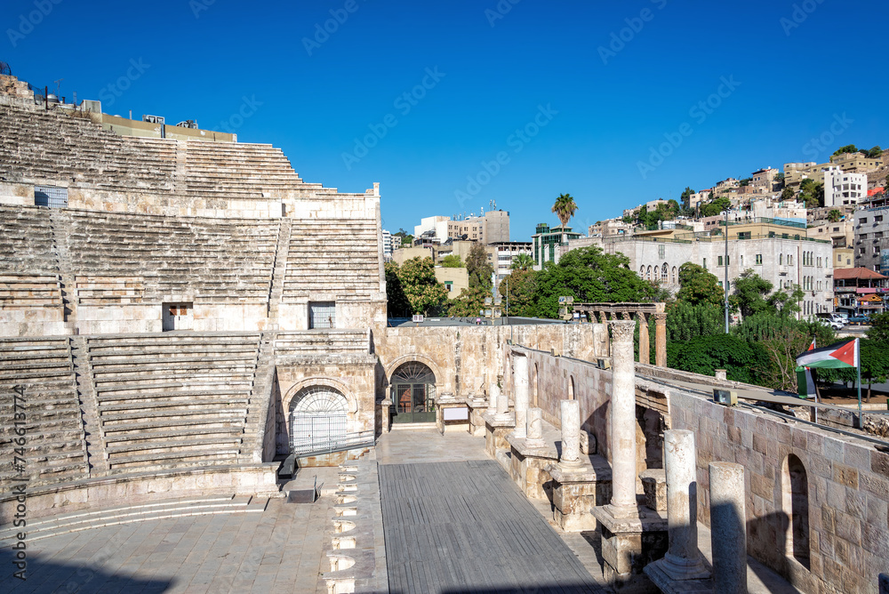 Ancient Roman theater in the center of Amman, Jordan