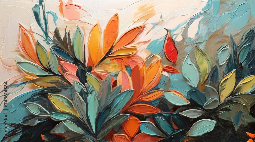 Green tropical leaves and blush flowers on white background. Watercolor hand painted seamless border. Floral tropic illustration. Jungle foliage pattern.