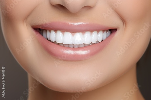 Close-up of a person with a confident  bright smile showcasing stunning white teeth veneers