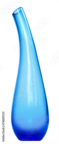Bent neck blue vase isolated on transparent background