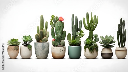 different mixed cactus and succulents types of small mini plant in modern ceramic nordic vase