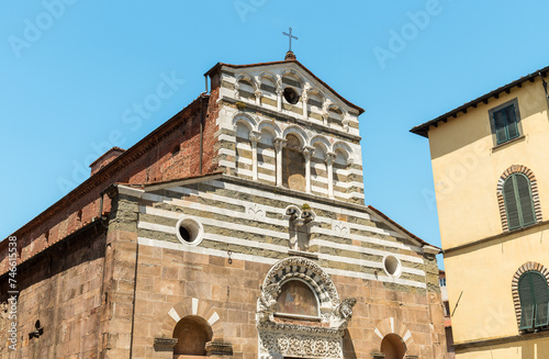View of the San Giusto church in the historic center of Lucca, Tuscany, Italy