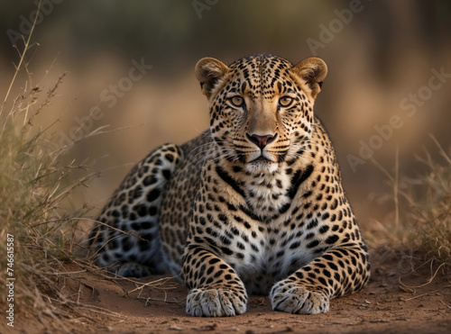 Portrait of African leopard resting