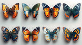 Colorful butterflies in row