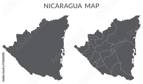 Nicaragua map. Map of Nicaragua in grey set