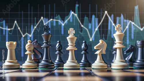 Chessboard with Financial Charts