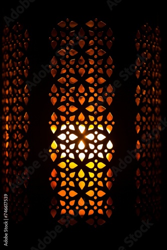 Oriental Lantern with Candle in the Darkness - 4K Ultra HD Image