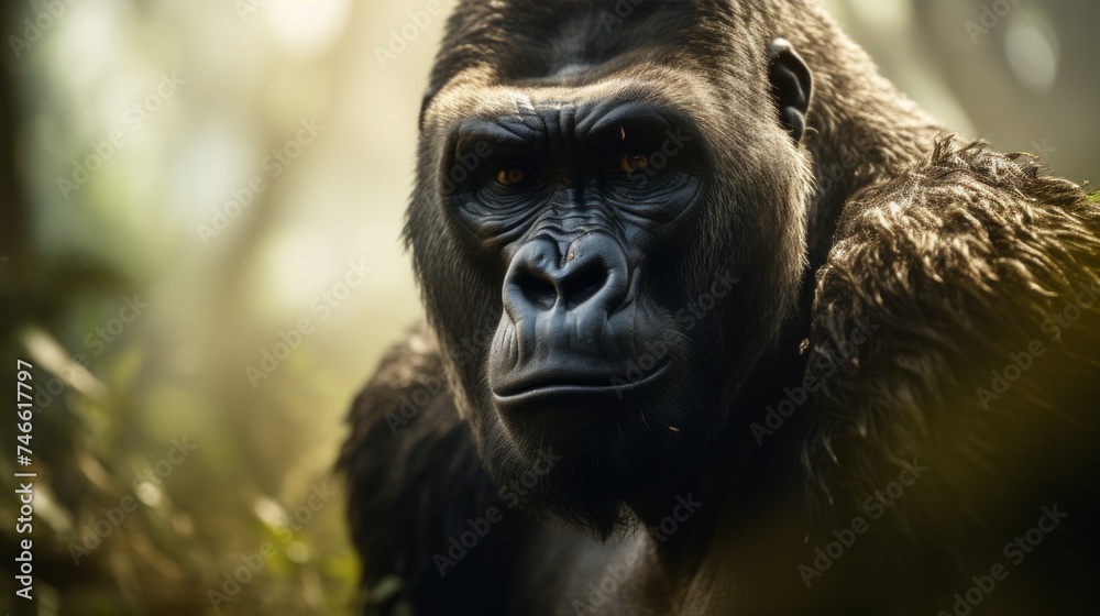 Close-up of a gorilla in the wild