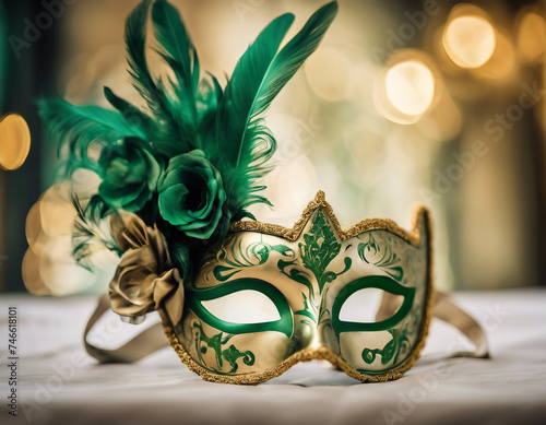 Venetian carnival mask masquerade green gold