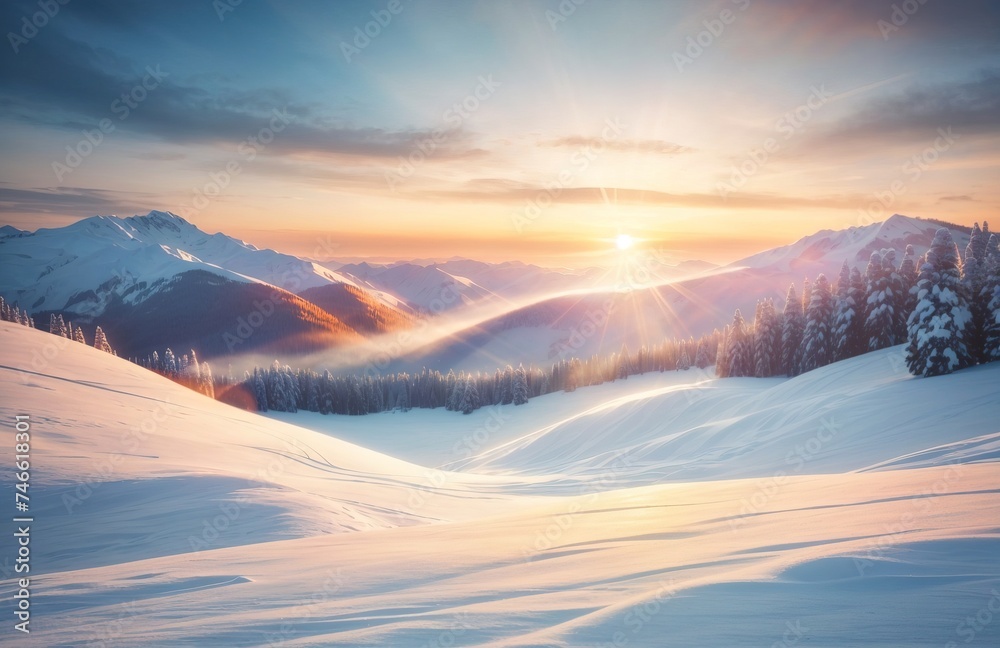 Sunrise in a winter landscape