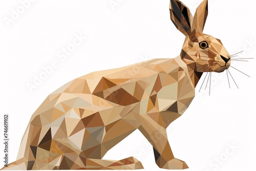 a low poly rabbit with a white background