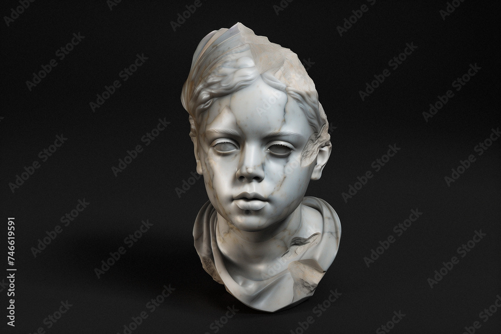 Obraz premium an ancient marble bust with a black background 