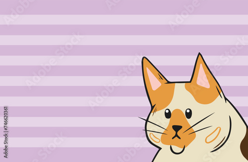 Funny cat background with copy space. Colorful vector